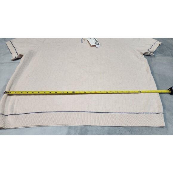 The Commons Men's XXL Light Pink Ribbed Contrast Stitch Sweater Polo Shirt NWT - Picture 10 of 11